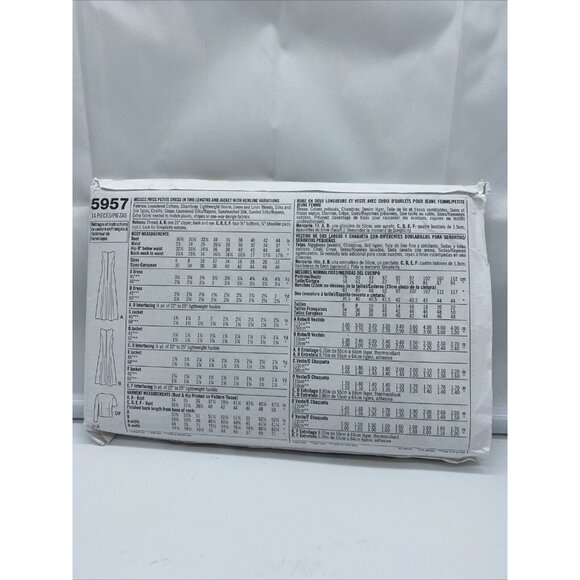 Simplicity 5957 Misses Dress Jacket Sewing Pattern Size HH 6 8 10 12 Uncut 2002 - Picture 2 of 4